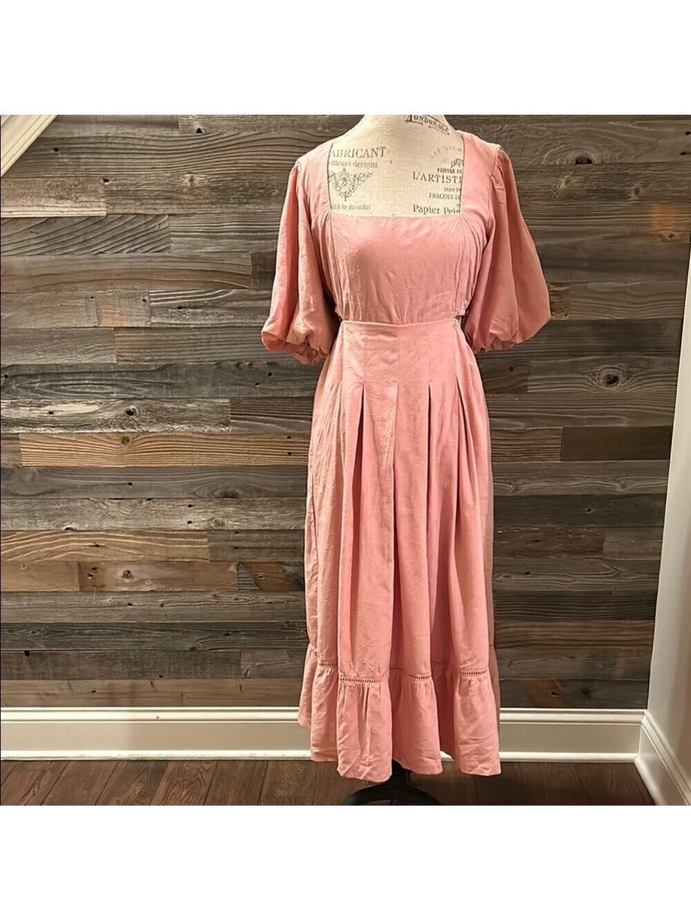 NWT Lost & Wander Blush Pink Bird Song Midi Dress, Size Medium - Picture 3 of 11